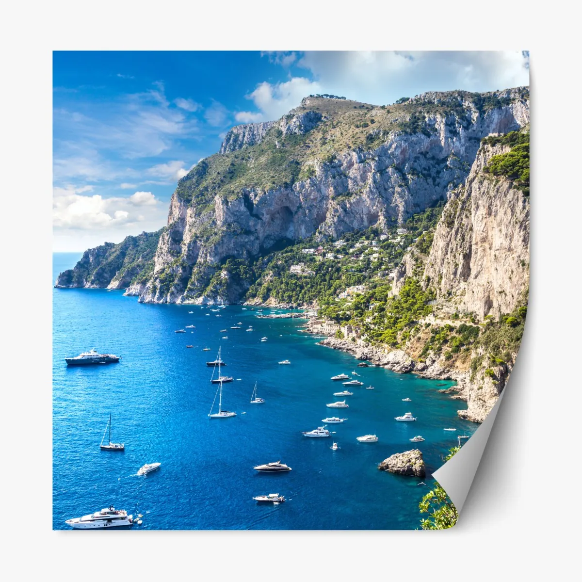 Naklejka repozycjonowalna Capri letnie wybrzeże i klify – Wallissimo® Naklejka repozycjonowalna Capri letnie wybrzeże i klify – Wallissimo®