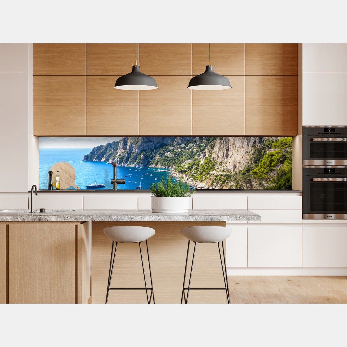 Naklejka repozycjonowalna Capri letnie wybrzeże i klify – Wallissimo® Naklejka repozycjonowalna Capri letnie wybrzeże i klify – Wallissimo®