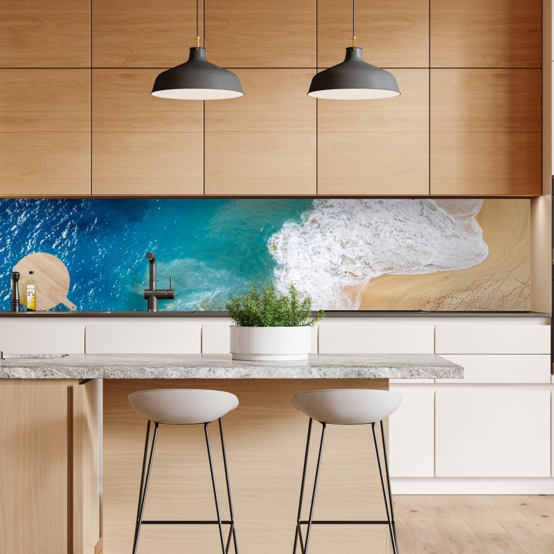 Naklejka repozycjonowalna widok lotniczy turkusowej plaży – Wallissimo® Naklejka repozycjonowalna widok lotniczy turkusowej plaży – Wallissimo®