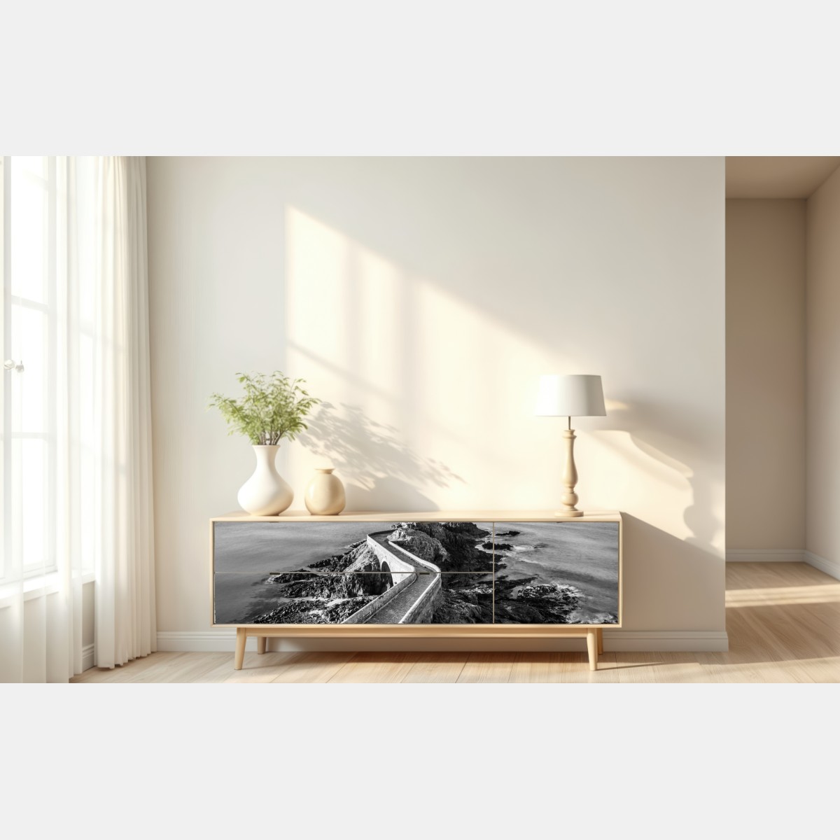 Naklejka repozycjonowalna latarnia morska na skalistym wybrzeżu – Wallissimo® Naklejka repozycjonowalna latarnia morska na skalistym wybrzeżu – Wallissimo®