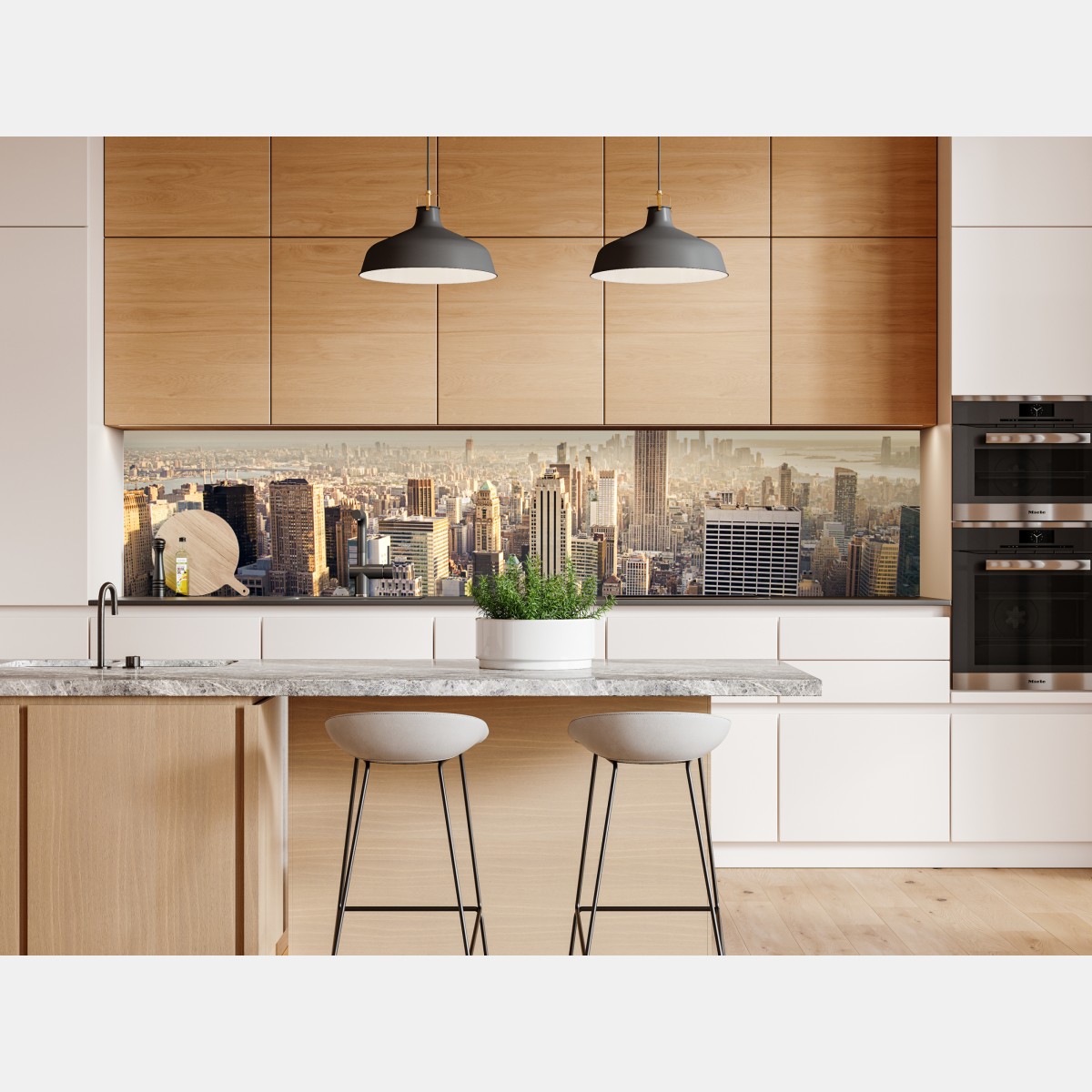 Naklejka repozycjonowalna panorama Nowego Jorku o wschodzie słońca – Wallissimo® Naklejka repozycjonowalna panorama Nowego Jorku o wschodzie słońca – Wallissimo®