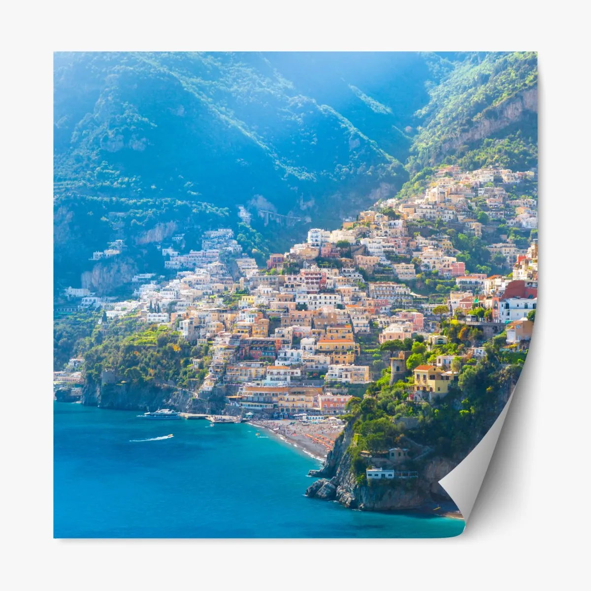 Naklejka repozycjonowalna Positano: kolorowa wioska na wybrzeżu Amalfi – Wallissimo® Naklejka repozycjonowalna Positano: kolorowa wioska na wybrzeżu Amalfi – Wallissimo®