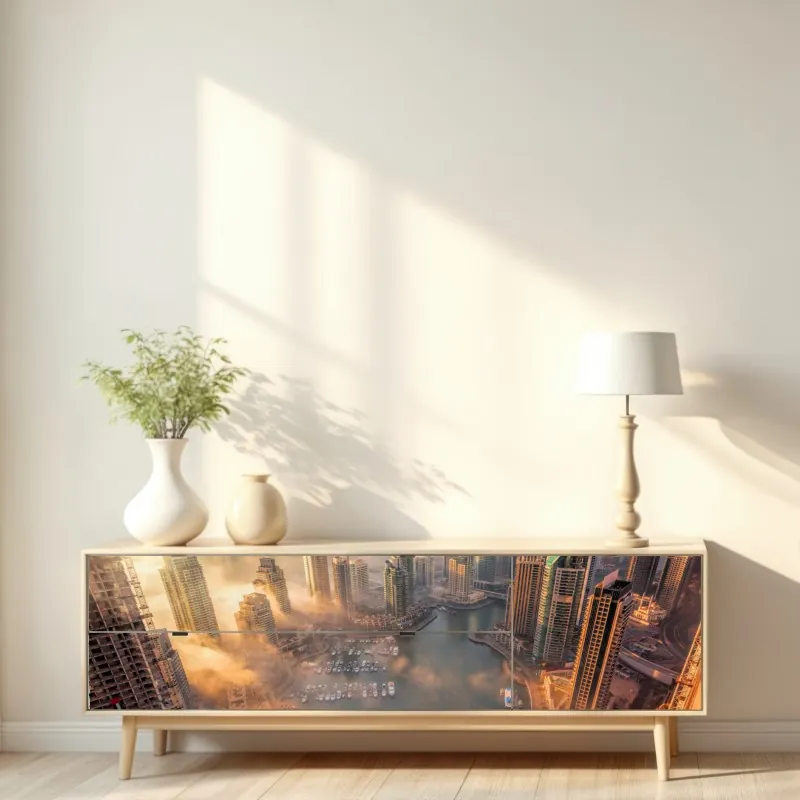 Naklejka repozycjonowalna zimowy las brzozowy ze złotym świtem – Wallissimo®