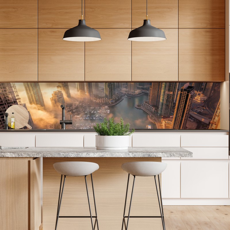 Naklejka repozycjonowalna Dubaj marina zachód słońca – Wallissimo® Naklejka repozycjonowalna Dubaj marina zachód słońca – Wallissimo®