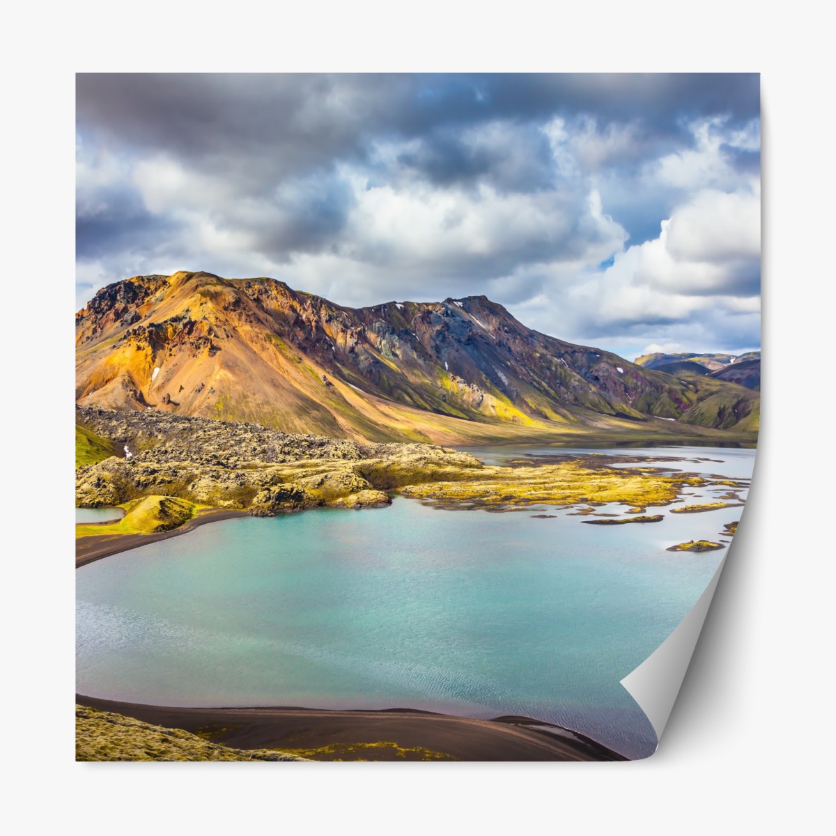 Repositionable sticker summer lake in Iceland