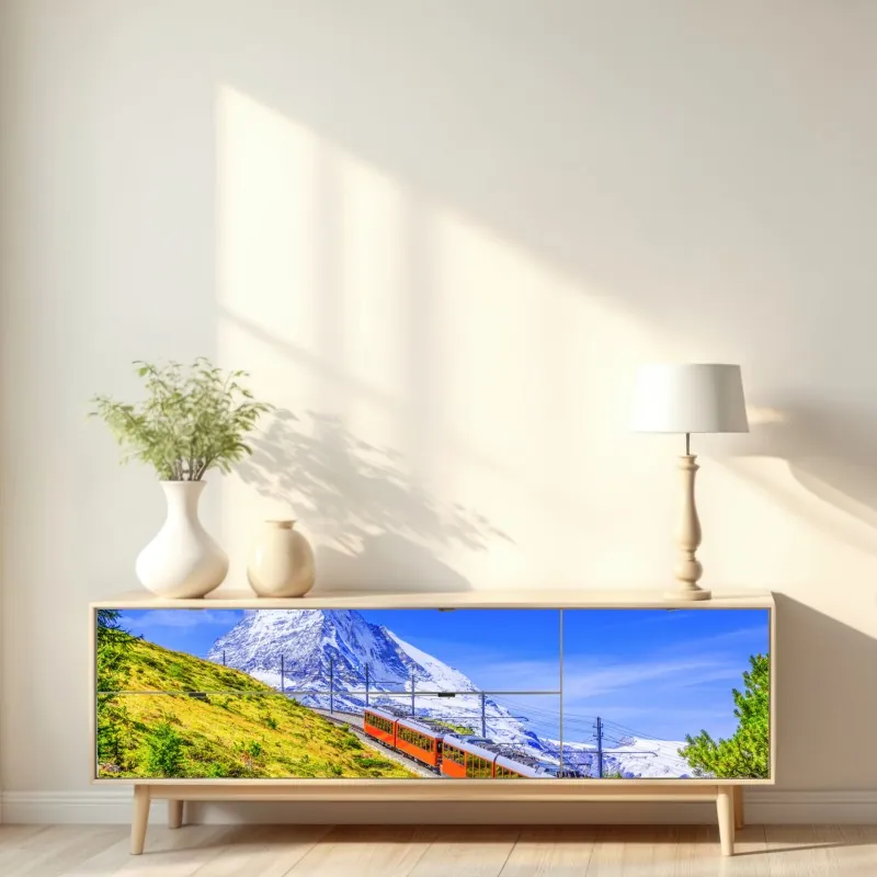 Naklejka repozycjonowalna pociąg Gornergrat pod Matterhornem – Wallissimo® Naklejka repozycjonowalna pociąg Gornergrat pod Matterhornem – Wallissimo®