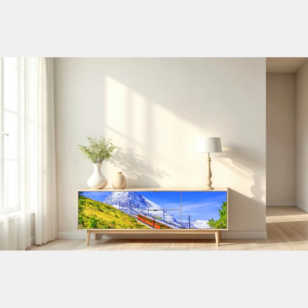 Naklejka repozycjonowalna pociąg Gornergrat pod Matterhornem – Wallissimo® Naklejka repozycjonowalna pociąg Gornergrat pod Matterhornem – Wallissimo®