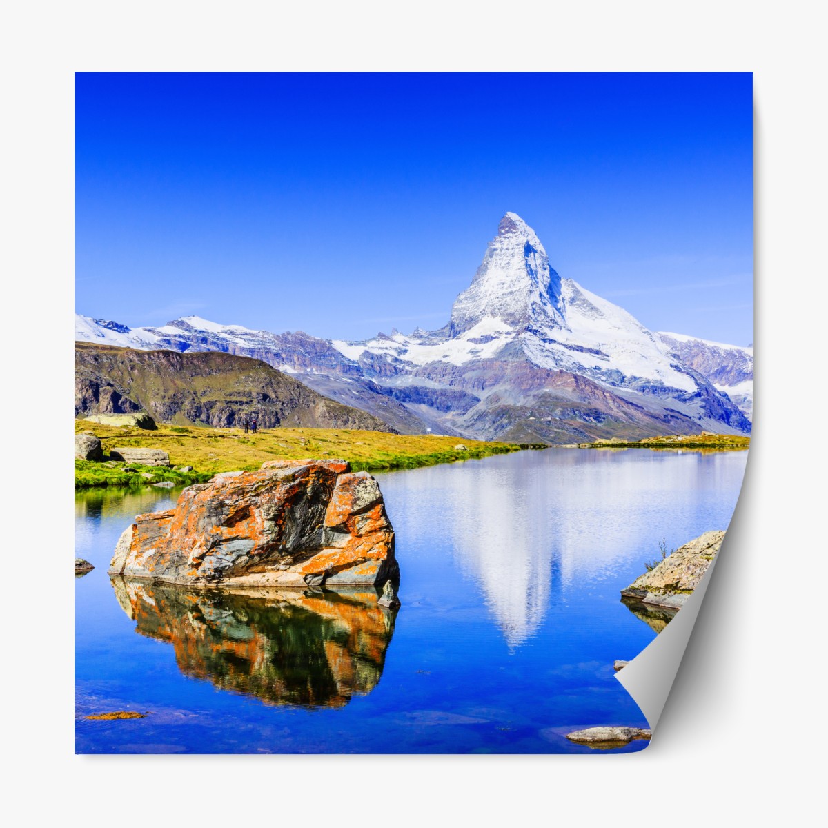 Repositionable sticker Matterhorn reflection at Stellisee, Zermatt