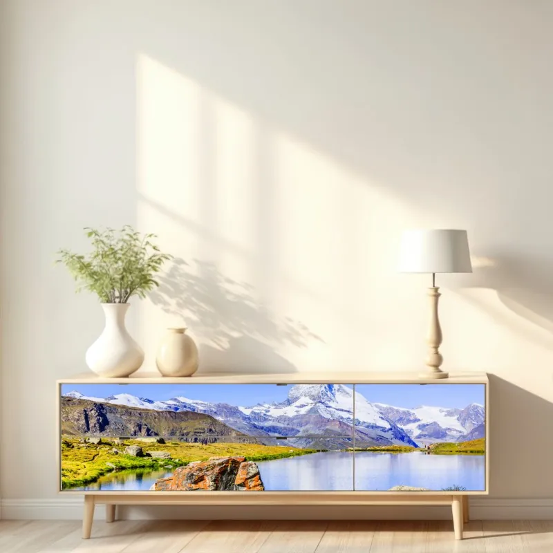 Naklejka repozycjonowalna turkusowo-złota abstrakcja w technice alcohol ink – Wallissimo®