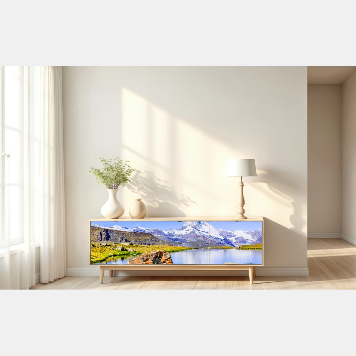 Naklejka repozycjonowalna Matterhorn odbicie w Stellisee, Zermatt – Wallissimo® Naklejka repozycjonowalna Matterhorn odbicie w Stellisee, Zermatt – Wallissimo®