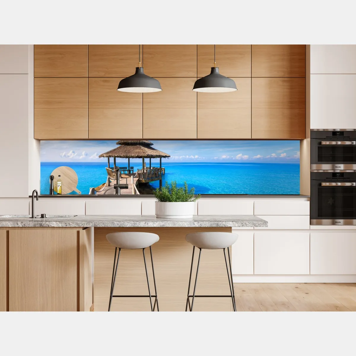 Naklejka repozycjonowalna tropikalny pomost nad turkusowym morzem – Wallissimo® Naklejka repozycjonowalna tropikalny pomost nad turkusowym morzem – Wallissimo®