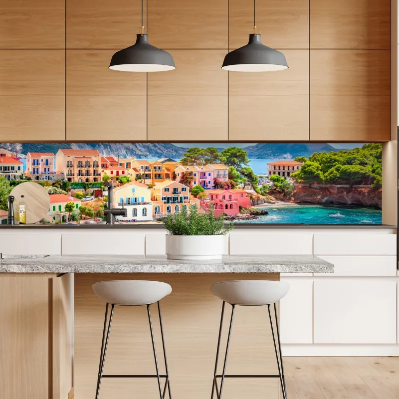 Naklejka repozycjonowalna orientalny wzór z drzewami i liśćmi – Wallissimo®