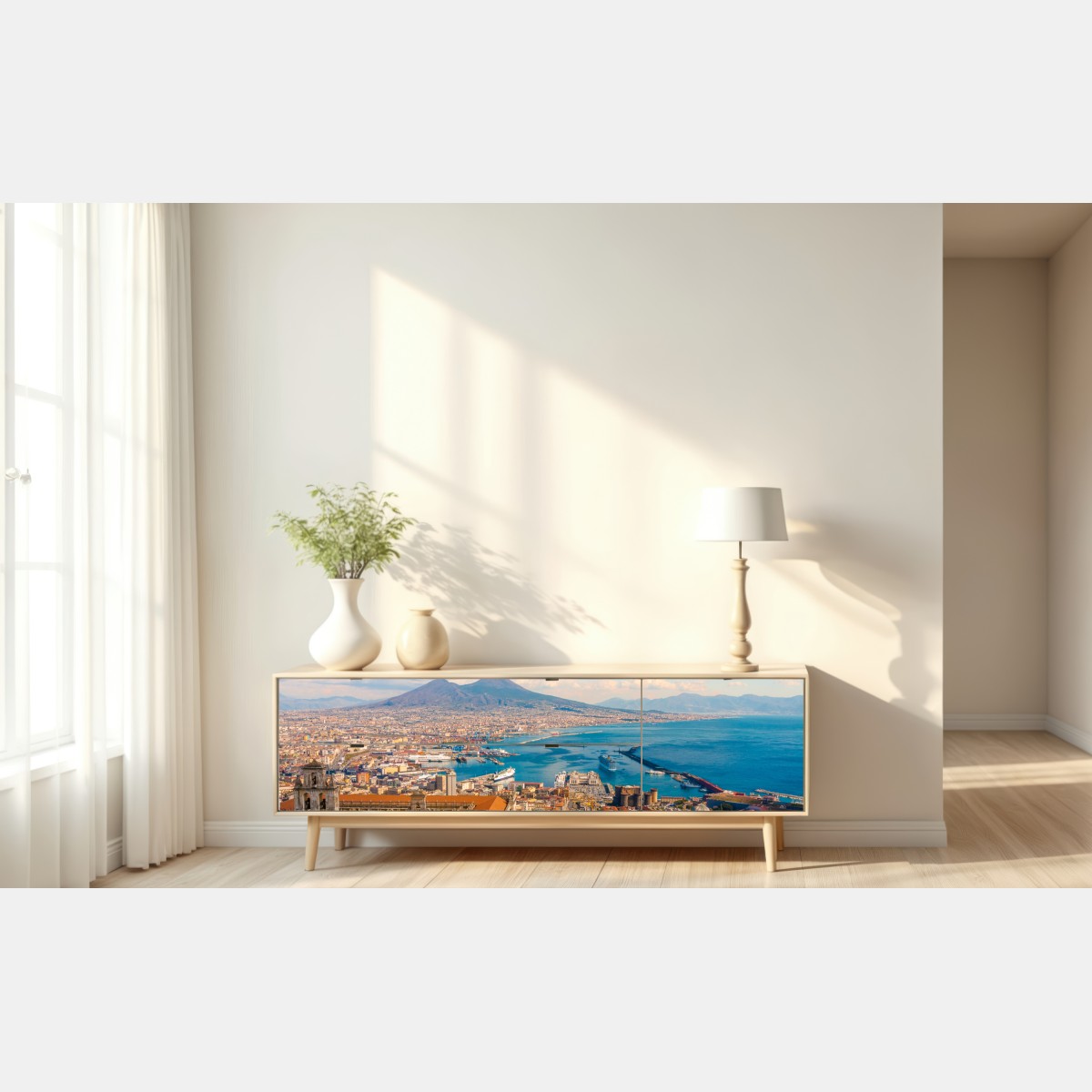 Naklejka repozycjonowalna panorama Neapolu z Wezuwiuszem – Wallissimo® Naklejka repozycjonowalna panorama Neapolu z Wezuwiuszem – Wallissimo®