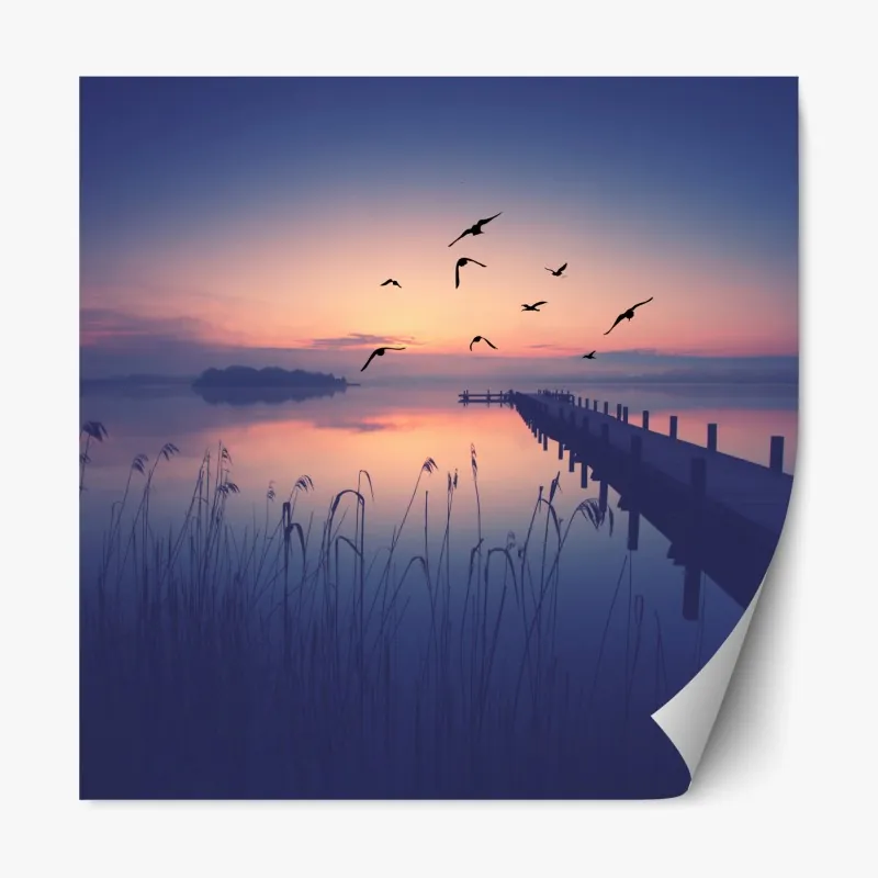 Naklejka repozycjonowalna delikatne różowe anemony i niebieski motyl – Wallissimo®