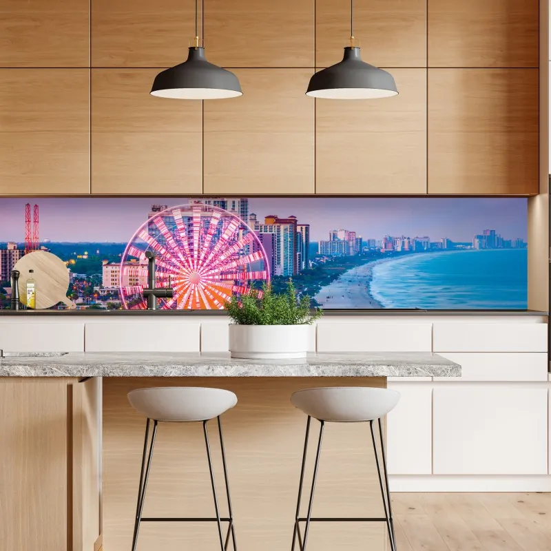 Naklejka repozycjonowalna słoneczna łąka o zachodzie słońca – Wallissimo®