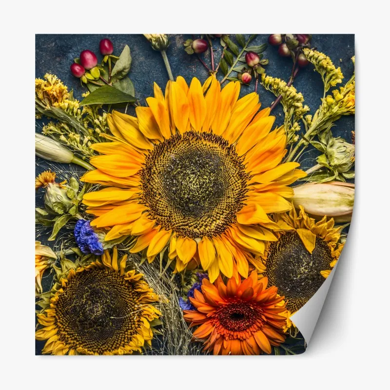 Naklejka repozycjonowalna złote tropikalne liście line art – Wallissimo®