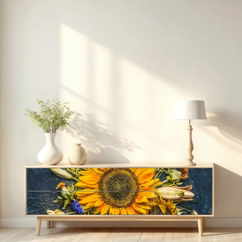 Naklejka repozycjonowalna złote tropikalne liście line art – Wallissimo®