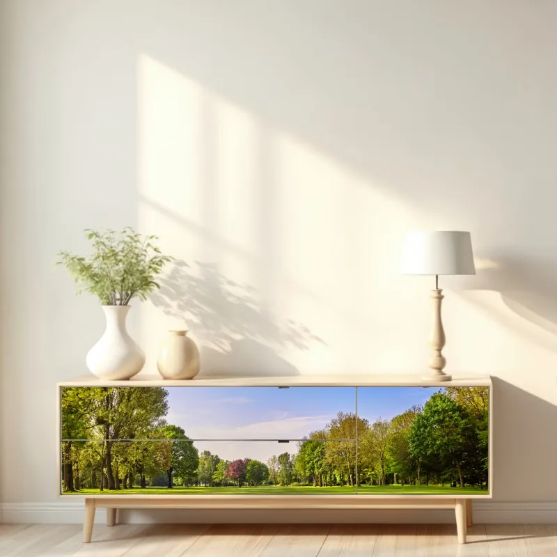 Naklejka repozycjonowalna słoneczna panorama parku miejskiego – Wallissimo® Naklejka repozycjonowalna słoneczna panorama parku miejskiego – Wallissimo®