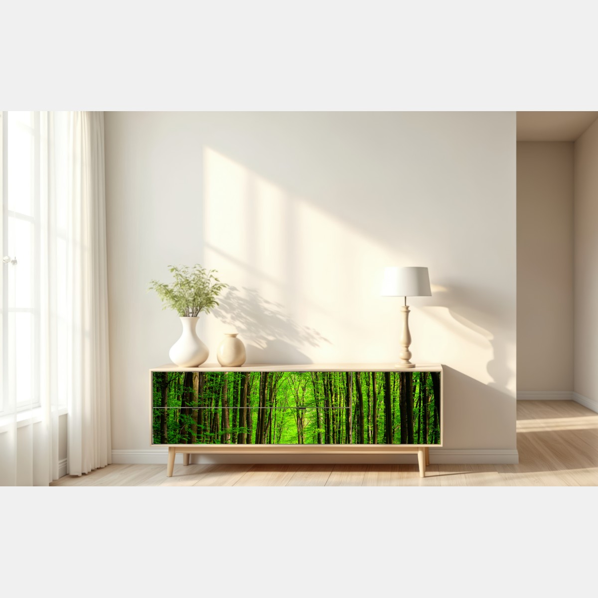 Naklejka repozycjonowalna bujna zielona leśna ścieżka – Wallissimo® Naklejka repozycjonowalna bujna zielona leśna ścieżka – Wallissimo®