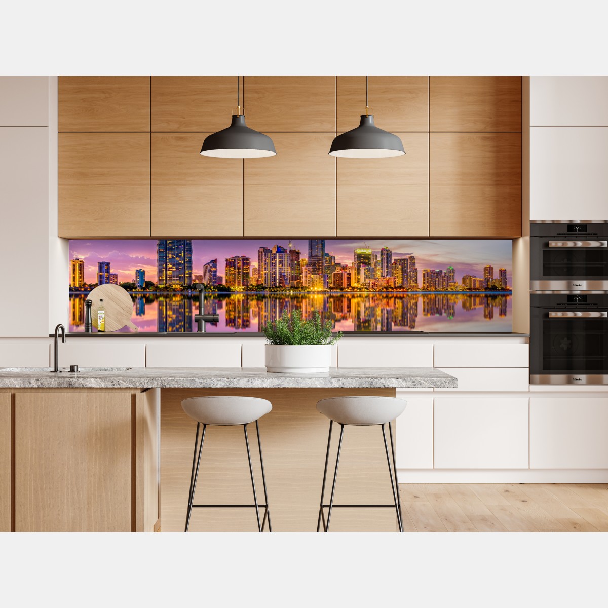 Naklejka repozycjonowalna Miami panorama odbita w Biscayne Bay – Wallissimo® Naklejka repozycjonowalna Miami panorama odbita w Biscayne Bay – Wallissimo®