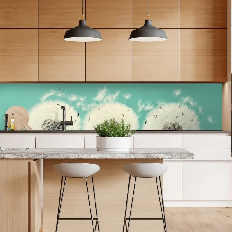 Naklejka repozycjonowalna trzy dmuchawce na turkusowym tle – Wallissimo® Naklejka repozycjonowalna trzy dmuchawce na turkusowym tle – Wallissimo®