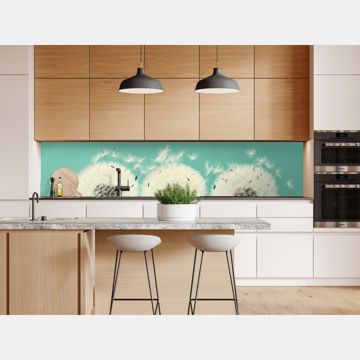 Naklejka repozycjonowalna trzy dmuchawce na turkusowym tle – Wallissimo® Naklejka repozycjonowalna trzy dmuchawce na turkusowym tle – Wallissimo®