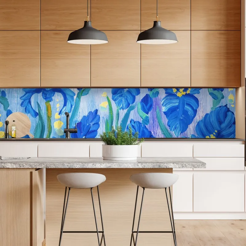 Naklejka repozycjonowalna japoński niebieski wzór seigaiha – Wallissimo®