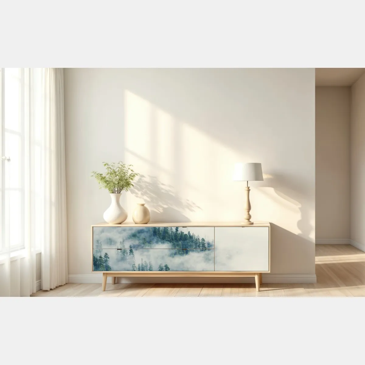 Naklejka repozycjonowalna mglisty las – Wallissimo® Naklejka repozycjonowalna mglisty las – Wallissimo®