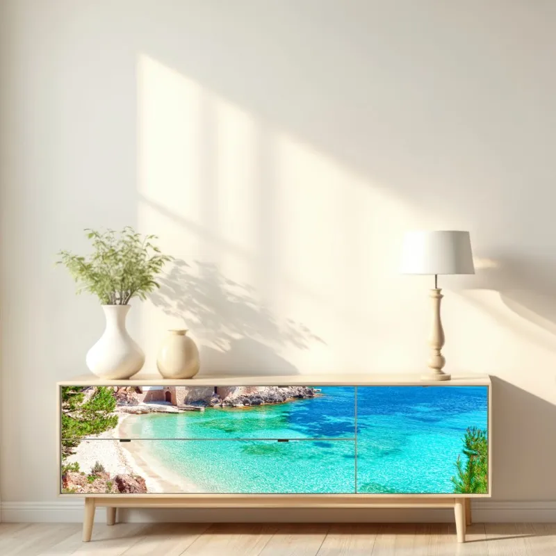 Naklejka repozycjonowalna geometryczna abstrakcja w odcieniach niebieskiego – Wallissimo®