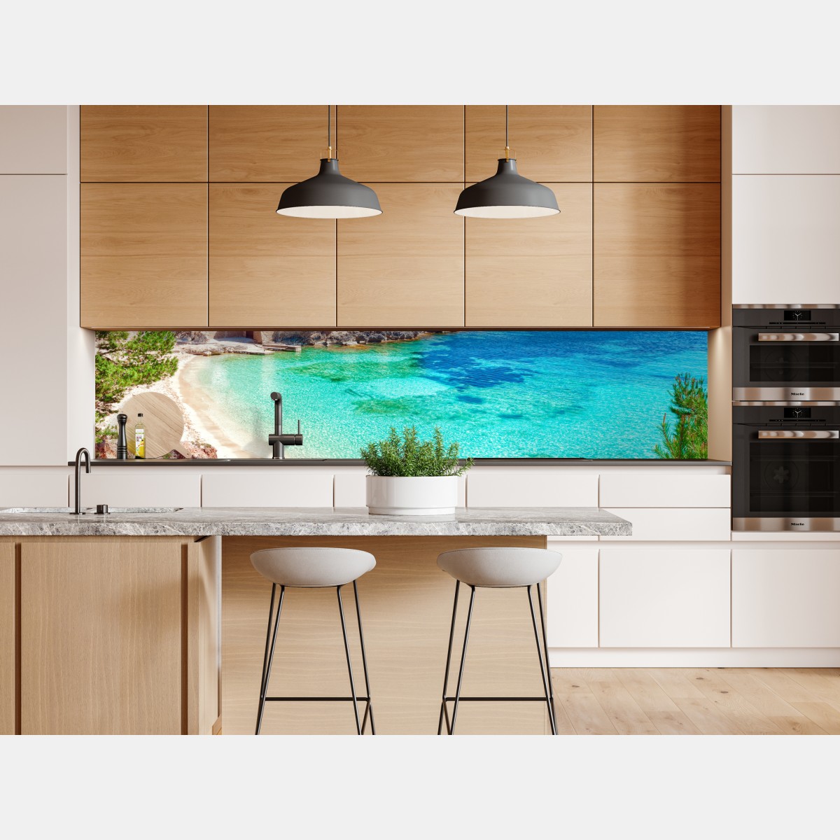 Naklejka repozycjonowalna spokojna zatoka śródziemnomorska z turkusowymi wodami – Wallissimo® Naklejka repozycjonowalna spokojna zatoka śródziemnomorska z turkusowymi wodami – Wallissimo®