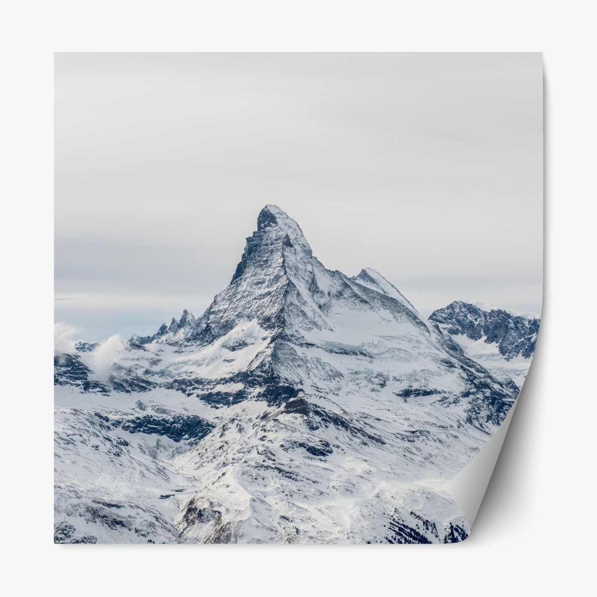 Repositionable sticker majestic snow-capped mountain peak