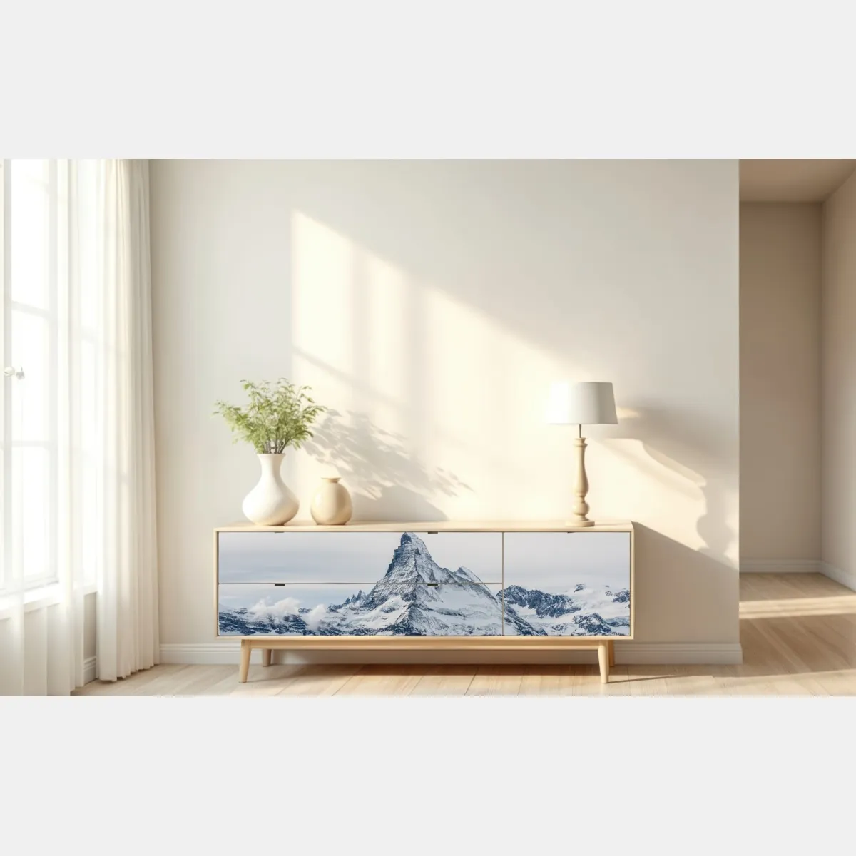 Naklejka repozycjonowalna majestatyczny ośnieżony szczyt górski – Wallissimo® Naklejka repozycjonowalna majestatyczny ośnieżony szczyt górski – Wallissimo®