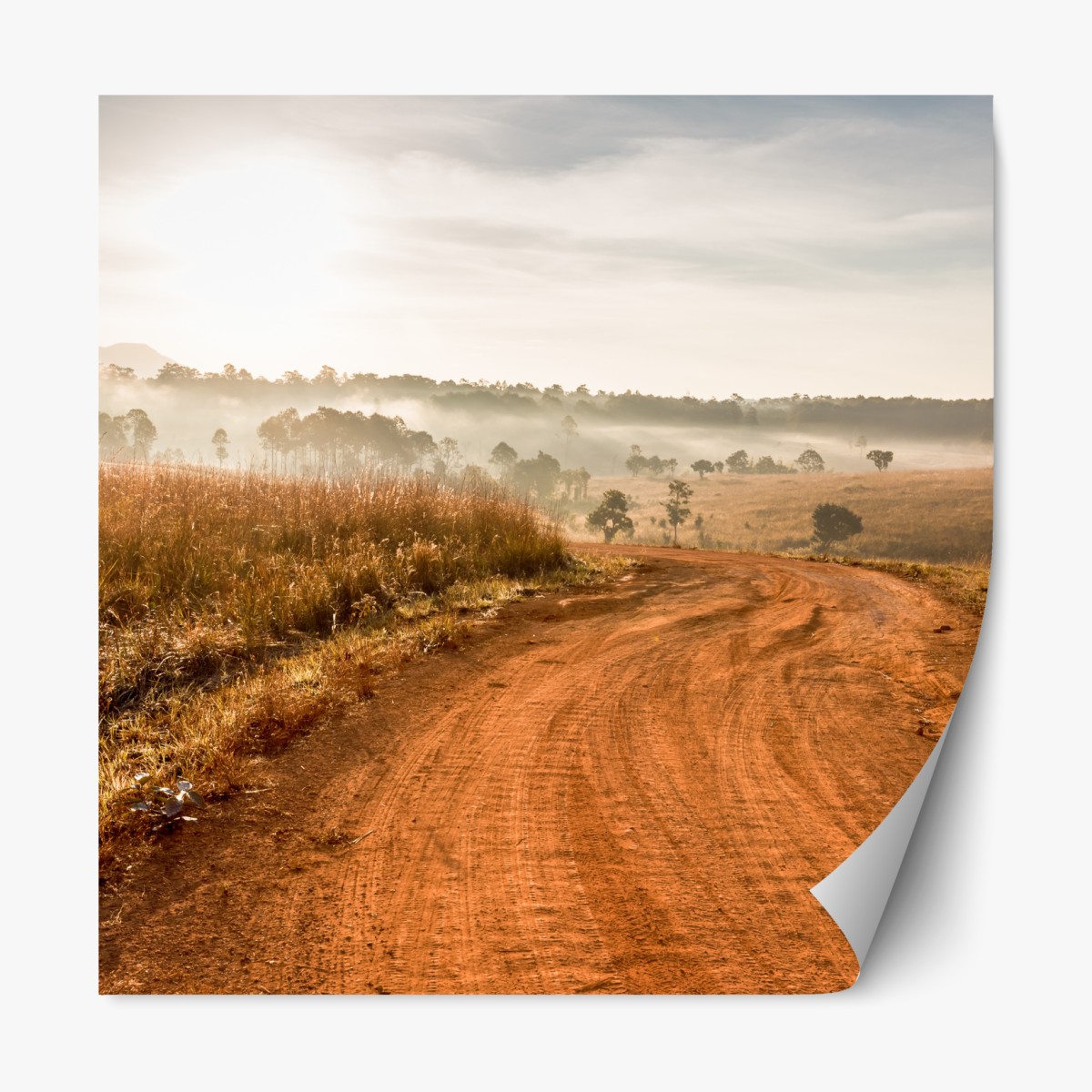 Repositionable sticker morning dirt road in Thung Salaeng Luang