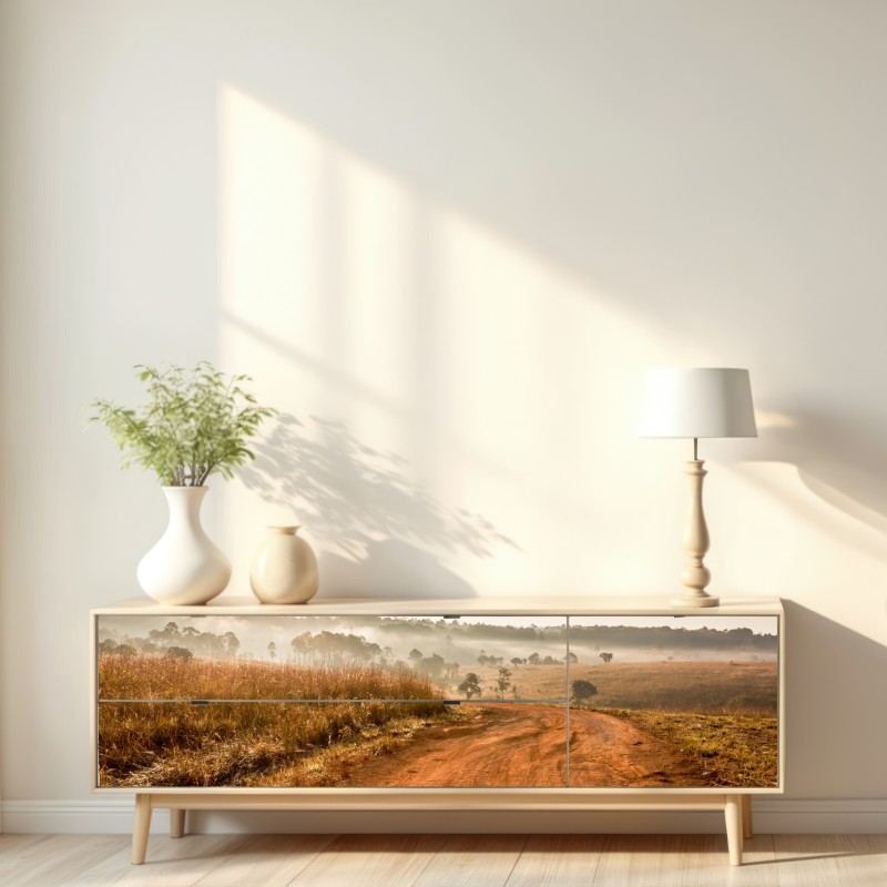 Naklejka repozycjonowalna poranna droga gruntowa w Thung Salaeng Luang – Wallissimo® Naklejka repozycjonowalna poranna droga gruntowa w Thung Salaeng Luang – Wallissimo®