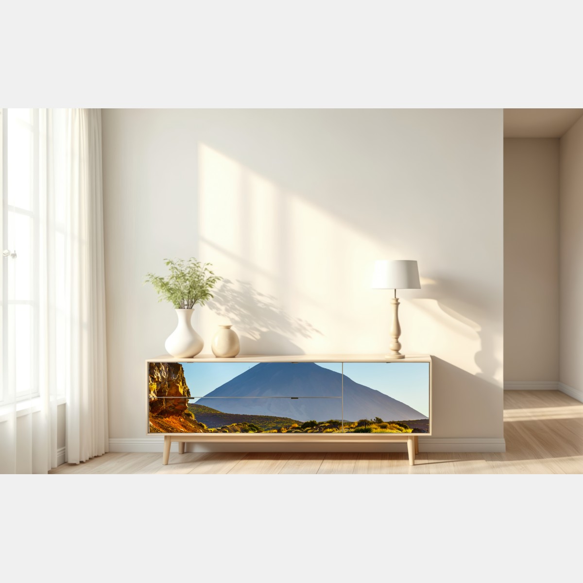 Naklejka repozycjonowalna słoneczna droga prowadząca do wulkanu – Wallissimo® Naklejka repozycjonowalna słoneczna droga prowadząca do wulkanu – Wallissimo®