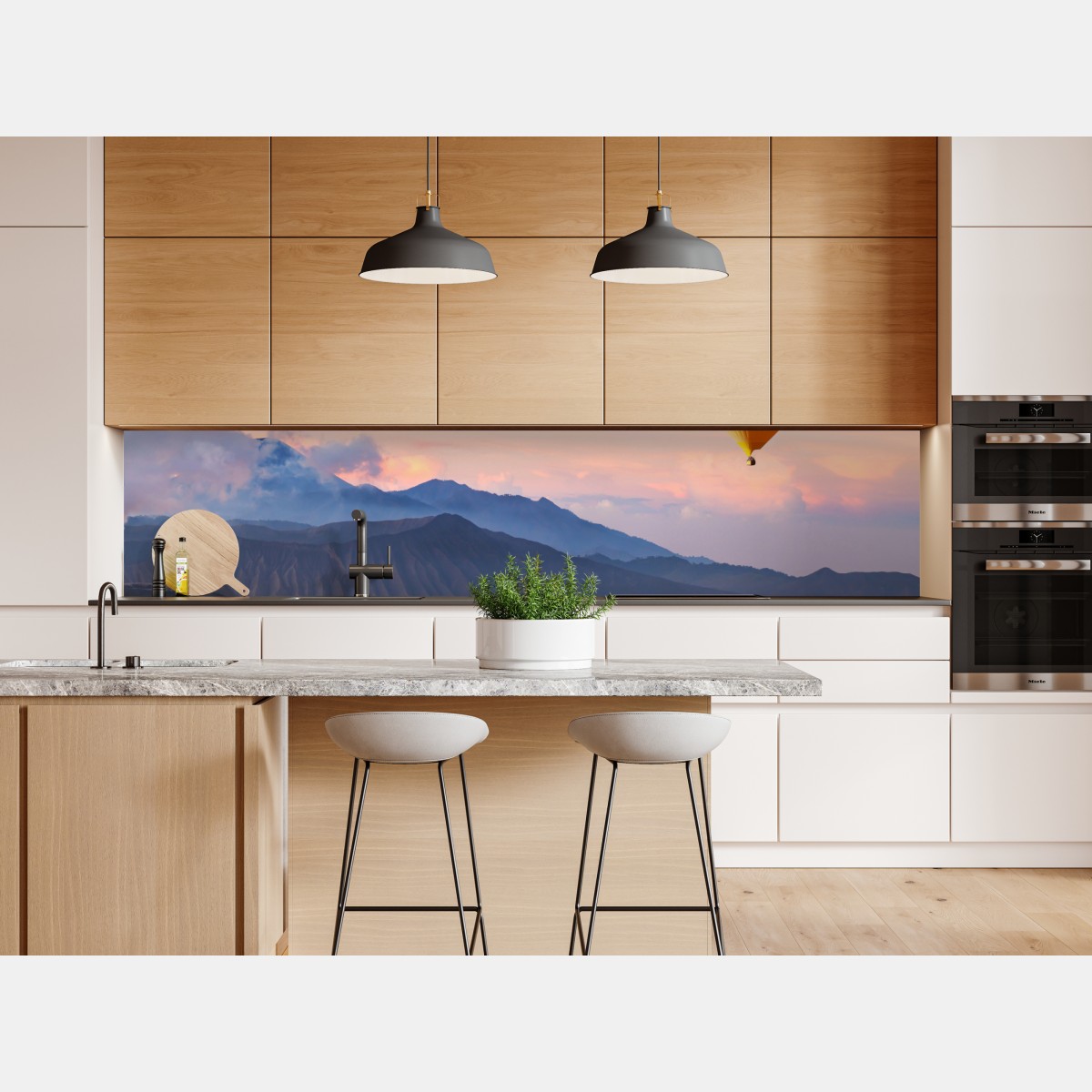 Naklejka repozycjonowalna balon nad mglistymi górami – Wallissimo® Naklejka repozycjonowalna balon nad mglistymi górami – Wallissimo®