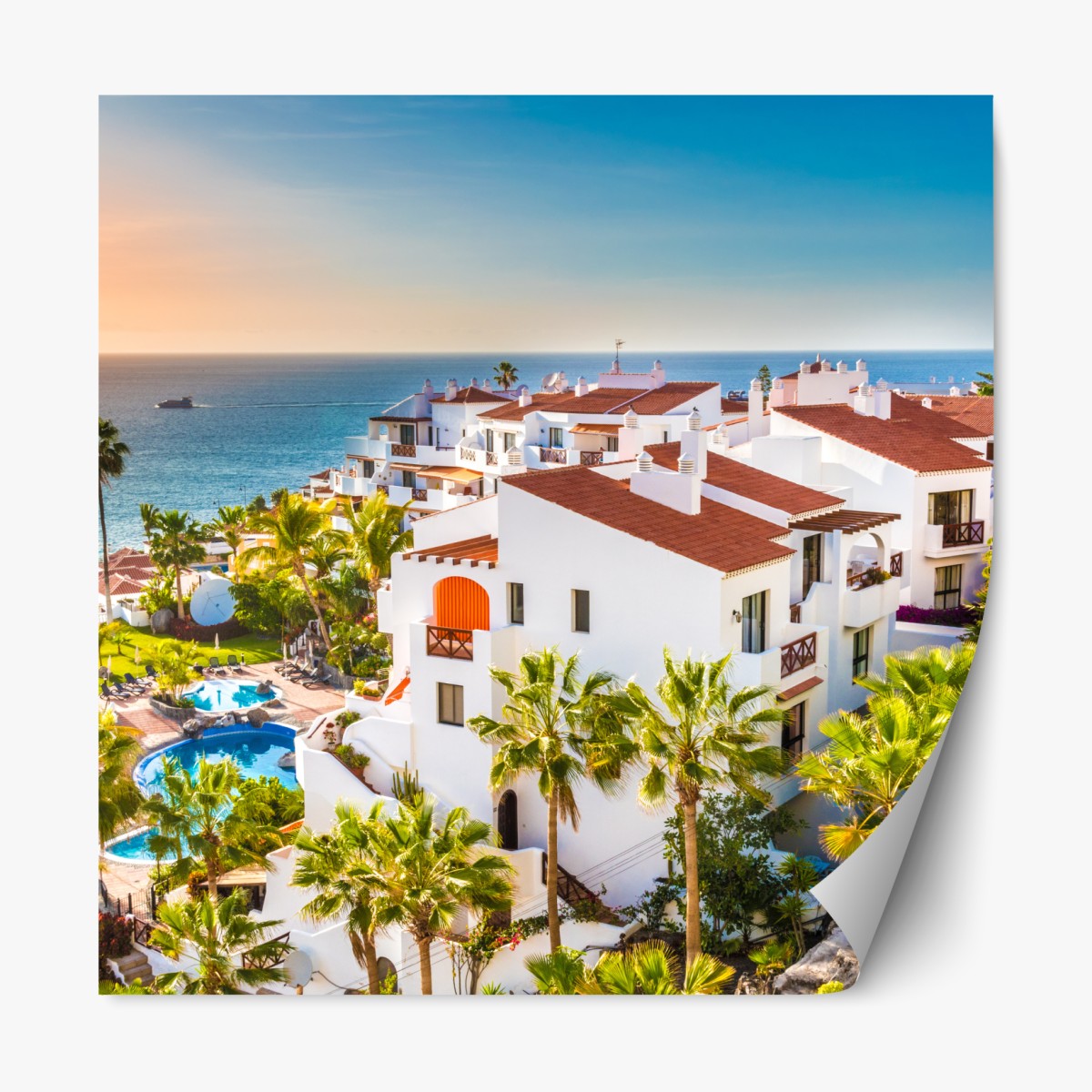 Repositionable sticker sunset over Puerto de Santiago, Tenerife