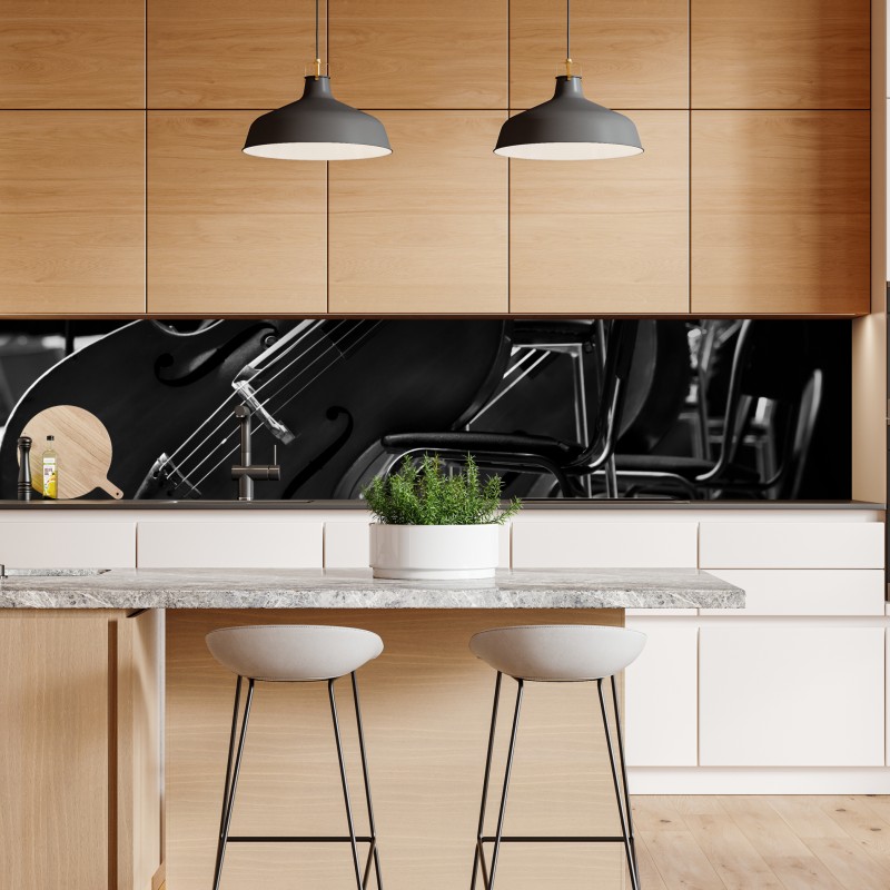 Naklejka repozycjonowalna kontrabasy orkiestry w monochromie – Wallissimo® Naklejka repozycjonowalna kontrabasy orkiestry w monochromie – Wallissimo®