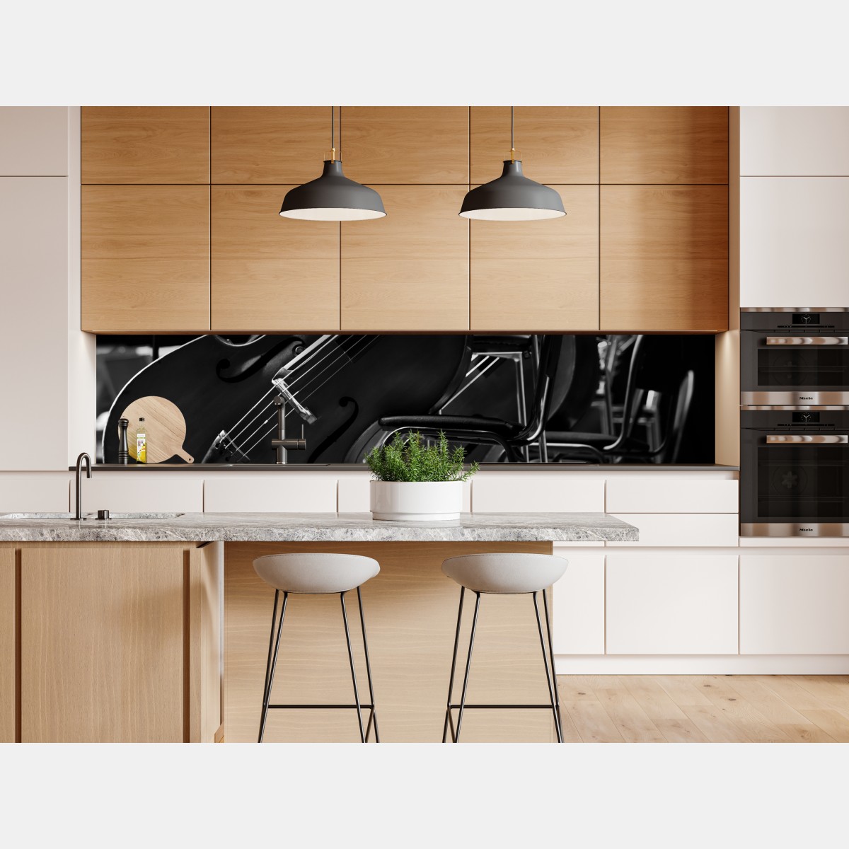 Naklejka repozycjonowalna kontrabasy orkiestry w monochromie – Wallissimo® Naklejka repozycjonowalna kontrabasy orkiestry w monochromie – Wallissimo®