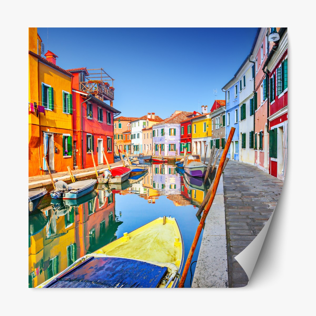 Repositionable sticker colorful canal houses in Burano