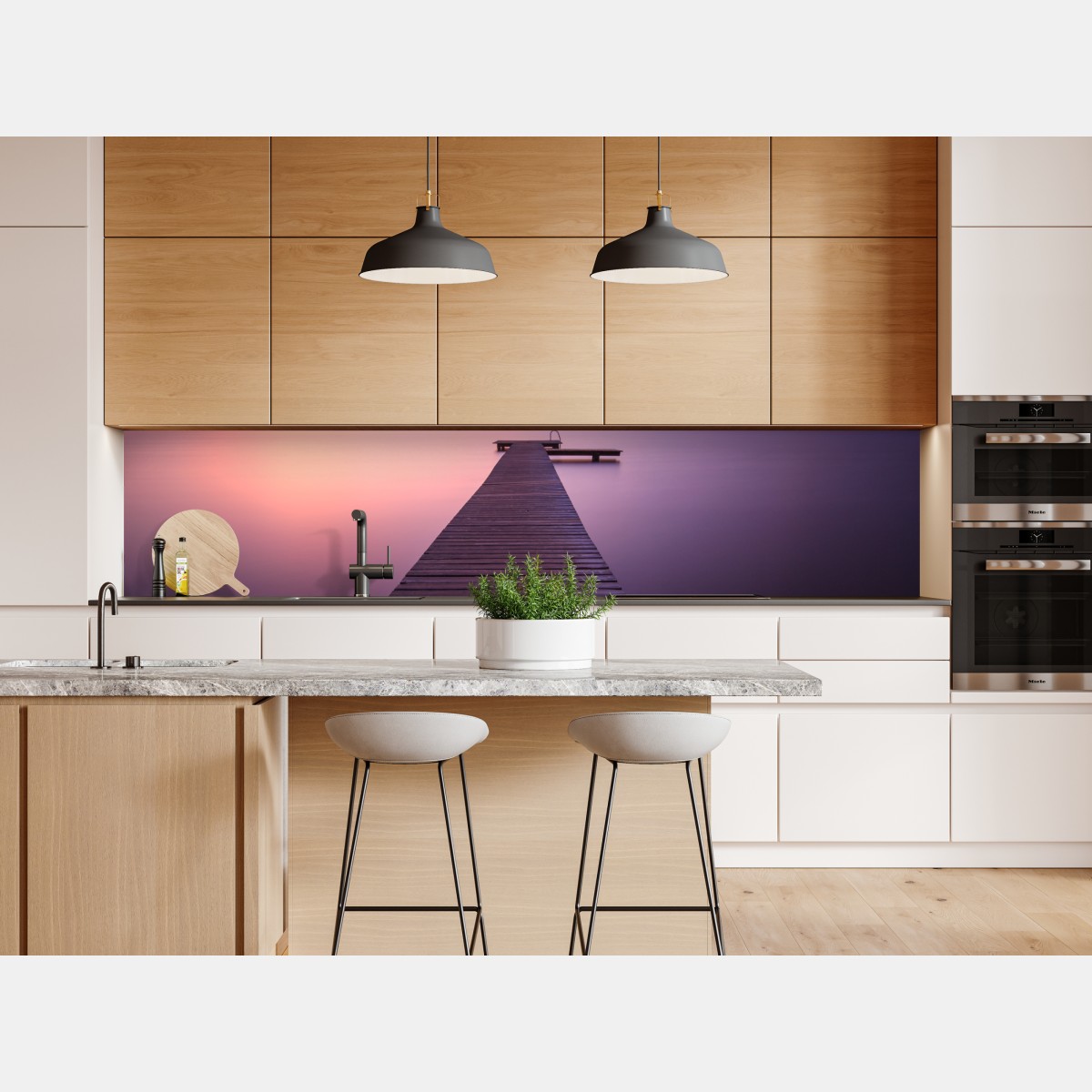 Naklejka repozycjonowalna spokojny pastelowy zachód nad jeziorem z pomostem – Wallissimo® Naklejka repozycjonowalna spokojny pastelowy zachód nad jeziorem z pomostem – Wallissimo®