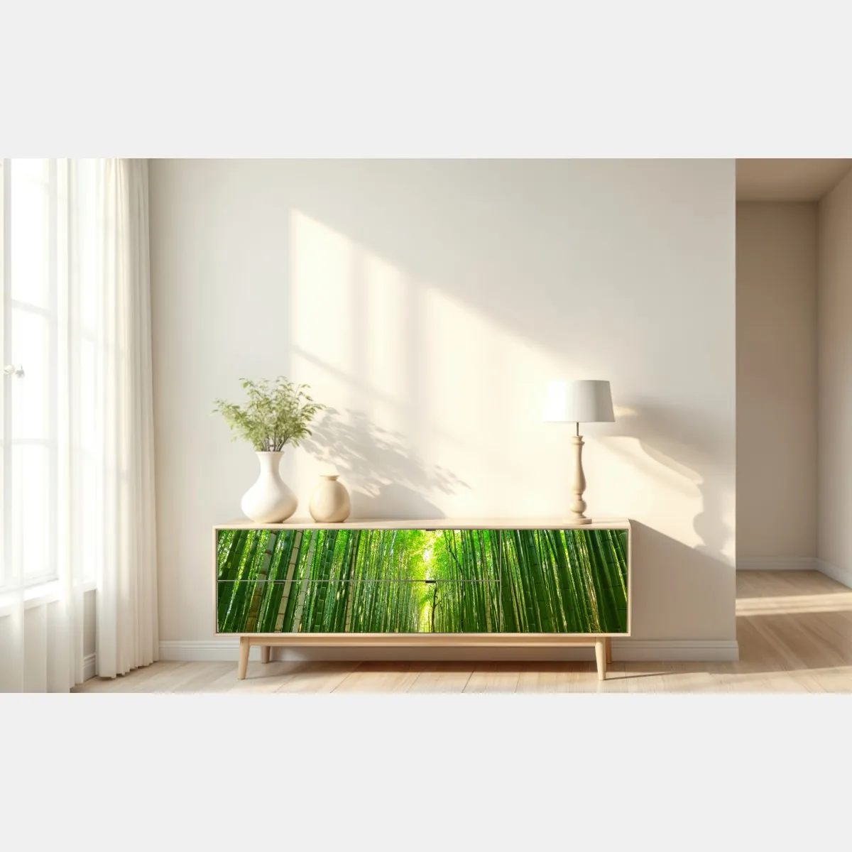Naklejka repozycjonowalna spokojna ścieżka bambusowa w Kioto – Wallissimo® Naklejka repozycjonowalna spokojna ścieżka bambusowa w Kioto – Wallissimo®