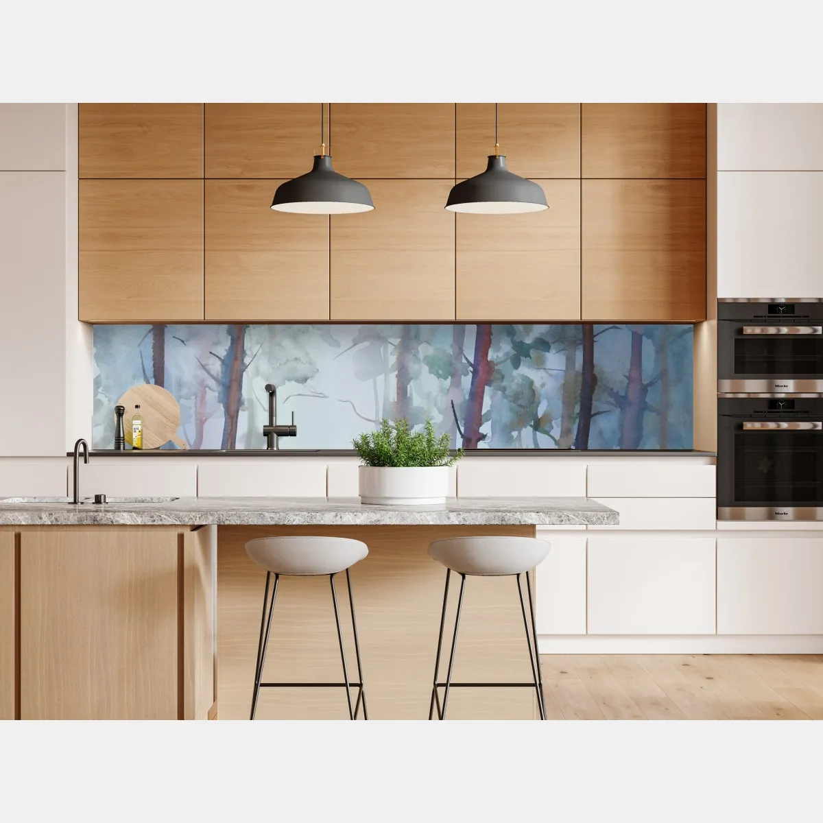 Naklejka repozycjonowalna mglisty akwarelowy las – Wallissimo® Naklejka repozycjonowalna mglisty akwarelowy las – Wallissimo®