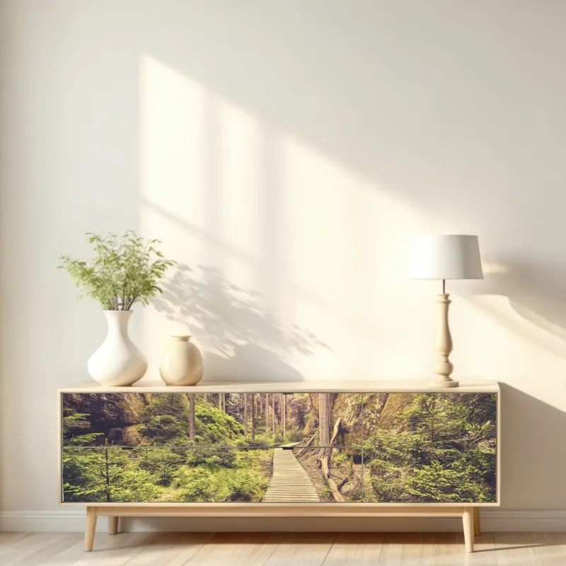 Naklejka repozycjonowalna majestatyczne odbicie góry nad alpejskim jeziorem – Wallissimo®