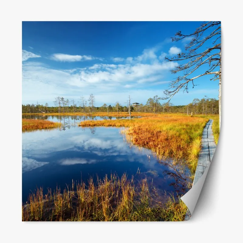 Naklejka repozycjonowalna lodowe turkusowe odbicie gór – Wallissimo®