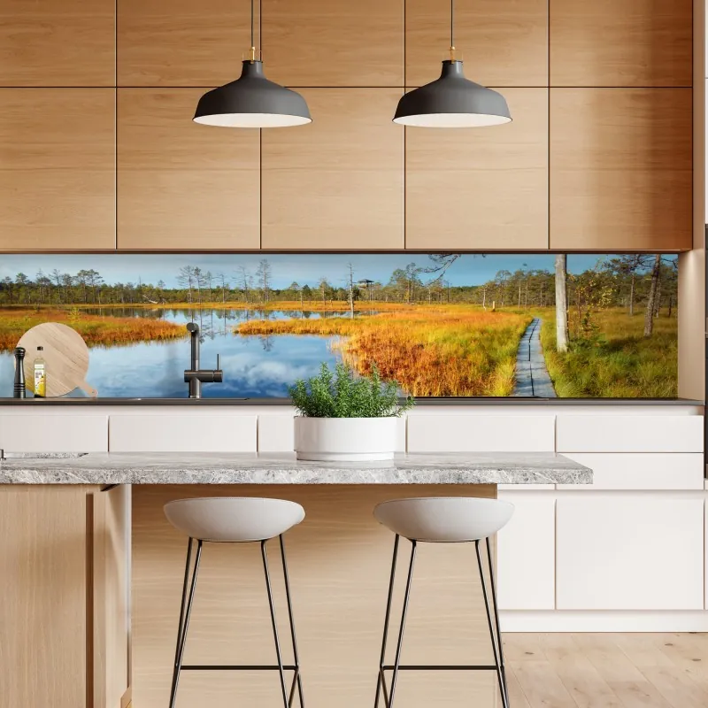 Naklejka repozycjonowalna lodowe turkusowe odbicie gór – Wallissimo®