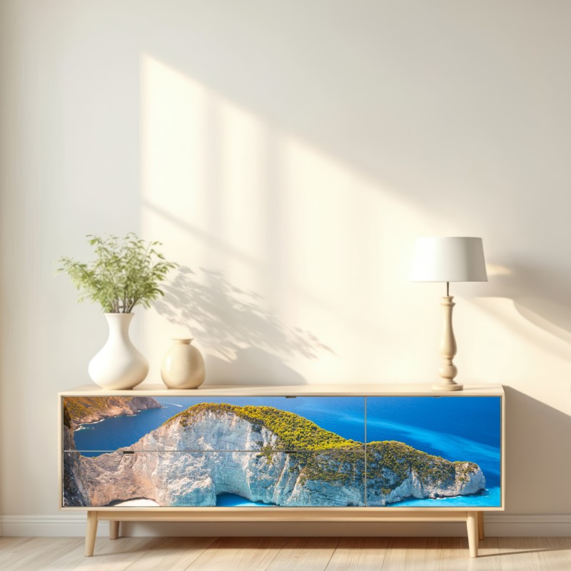 Naklejka repozycjonowalna turkusowa zatoka na plaży Navagio, Zakynthos – Wallissimo® Naklejka repozycjonowalna turkusowa zatoka na plaży Navagio, Zakynthos – Wallissimo®