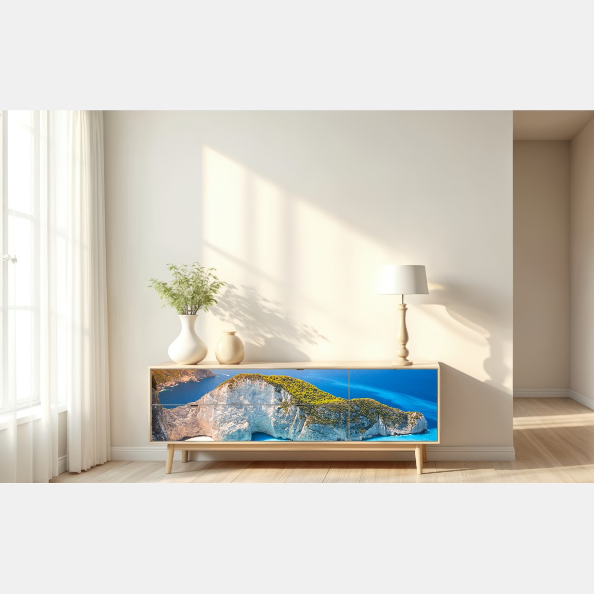 Naklejka repozycjonowalna turkusowa zatoka na plaży Navagio, Zakynthos – Wallissimo® Naklejka repozycjonowalna turkusowa zatoka na plaży Navagio, Zakynthos – Wallissimo®