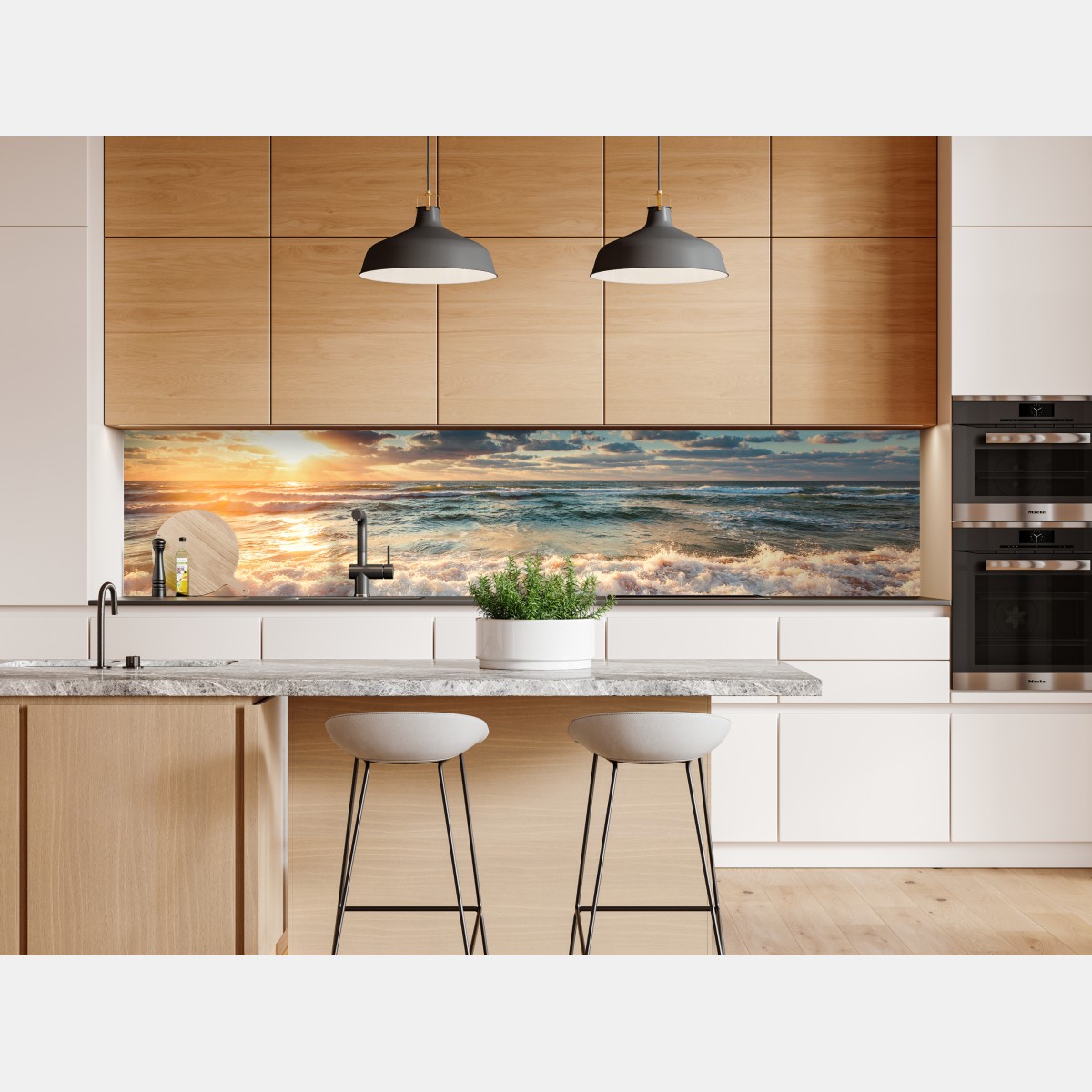 Naklejka repozycjonowalna złoty wschód słońca nad brzegiem morza – Wallissimo® Naklejka repozycjonowalna złoty wschód słońca nad brzegiem morza – Wallissimo®