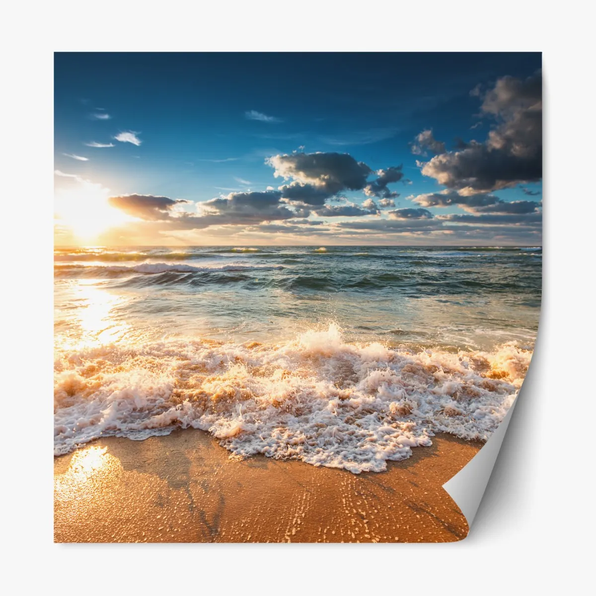 Naklejka repozycjonowalna złoty wschód słońca nad morzem – Wallissimo® Naklejka repozycjonowalna złoty wschód słońca nad morzem – Wallissimo®